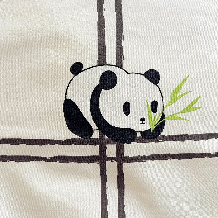 91家纺网 家纺一手货源 找家纺 曲之慕 2026春夏新款全棉纯棉小清新印花系列四件套床单床笠 趣味熊猫