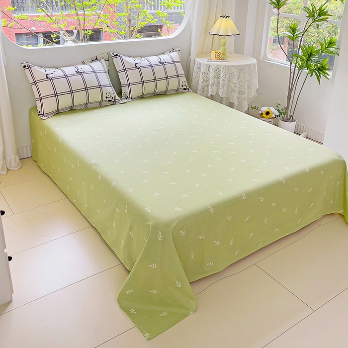 91家纺网 家纺一手货源 找家纺 曲之慕 2026春夏新款全棉纯棉小清新印花系列四件套床单床笠 趣味熊猫