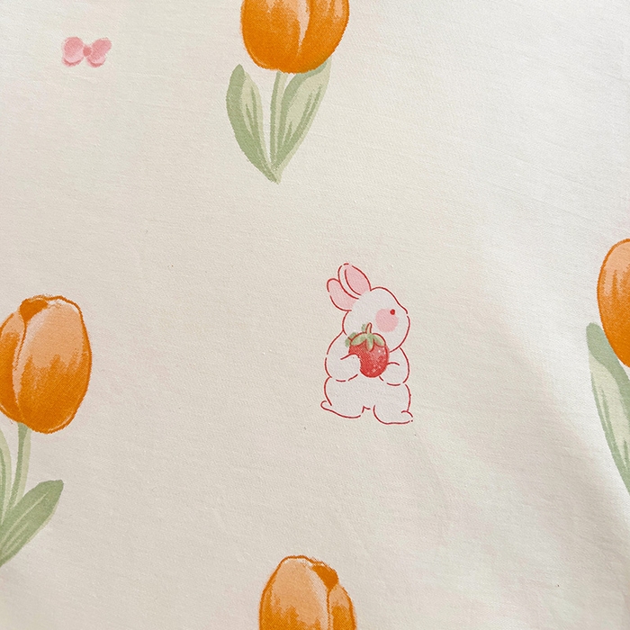 91家纺网 家纺一手货源 找家纺 曲之慕 2026春夏新款全棉纯棉小清新印花系列四件套床单床笠 芮心