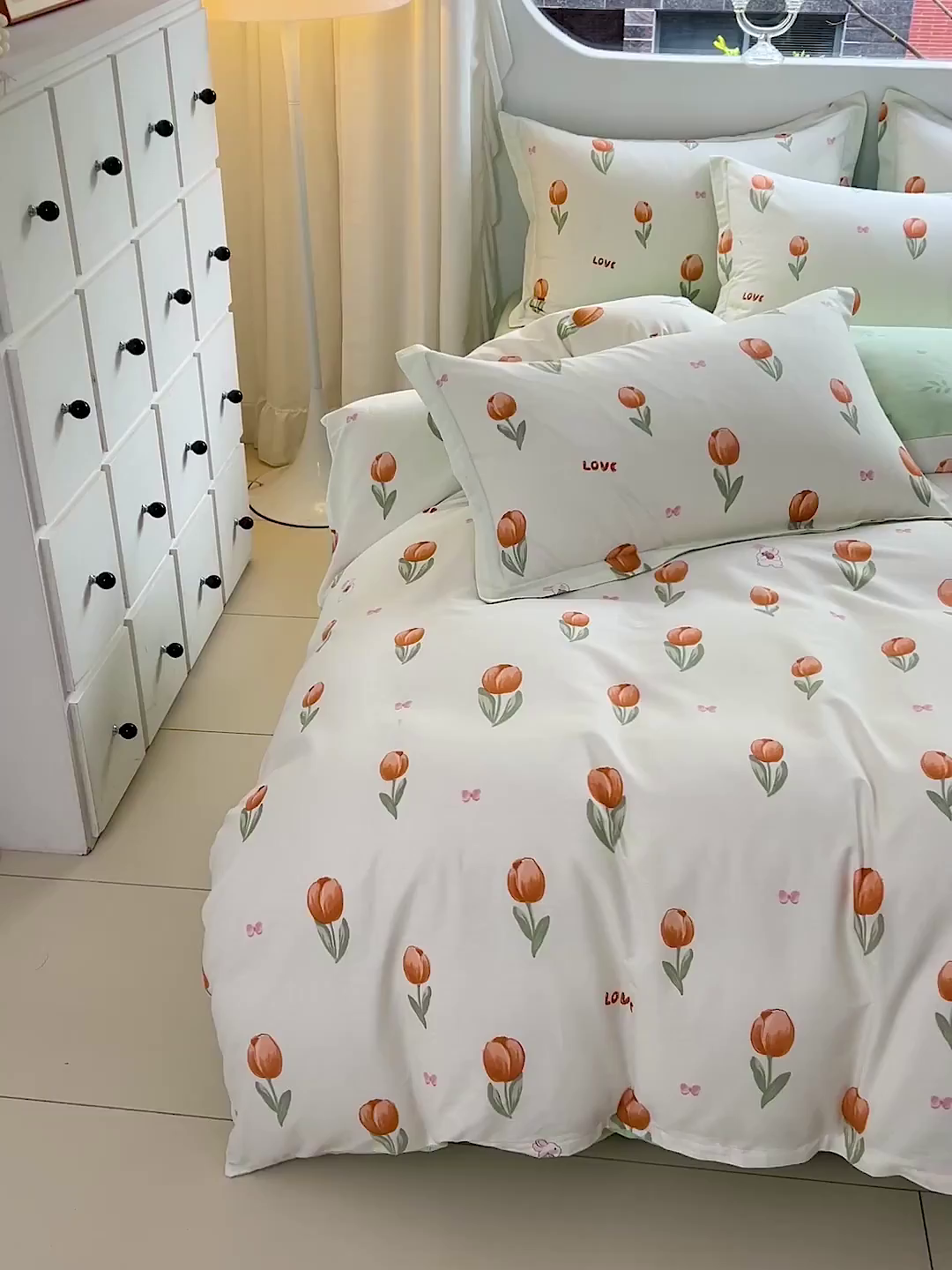 91家纺网 家纺一手货源 找家纺 曲之慕 2026春夏新款全棉纯棉小清新印花系列四件套床单床笠 芮心