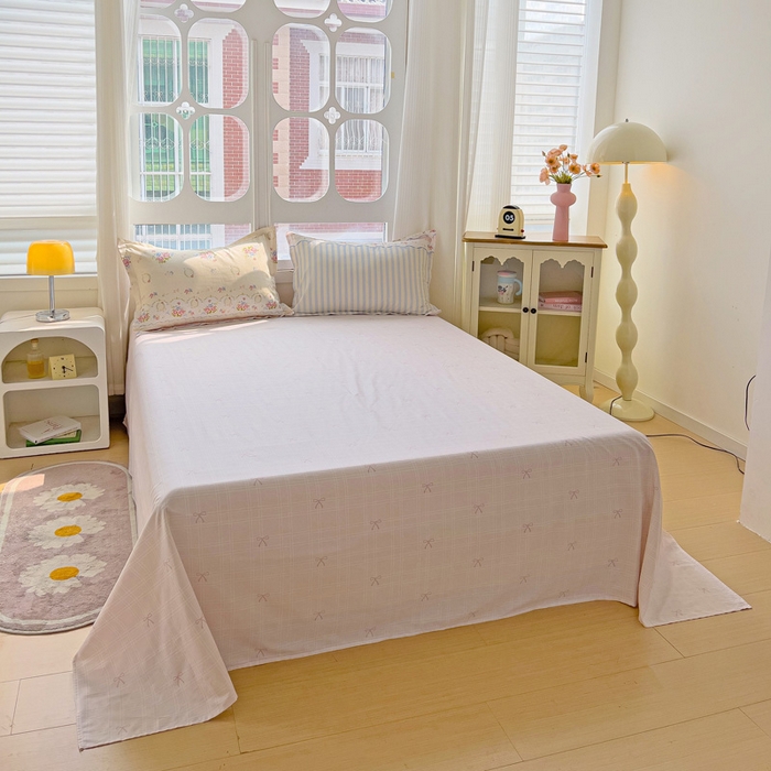 91家纺网 家纺一手货源 找家纺 曲之慕 2026春夏新款全棉纯棉小清新印花系列四件套床单床笠 时光漫旅