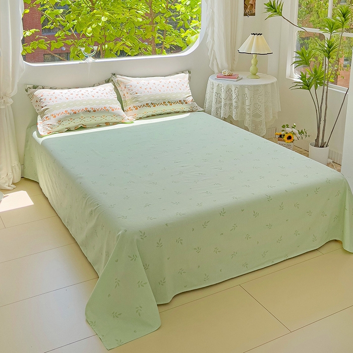 91家纺网 家纺一手货源 找家纺 曲之慕 2026春夏新款全棉纯棉小清新印花系列四件套床单床笠 甜香花