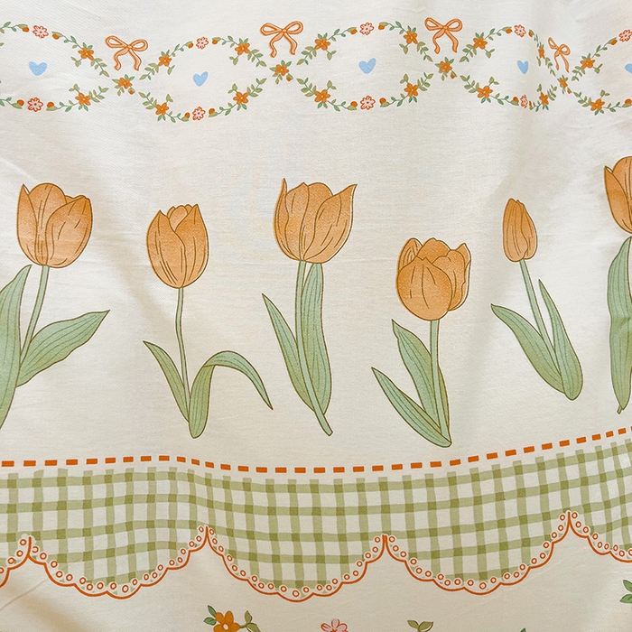 91家纺网 家纺一手货源 找家纺 曲之慕 2026春夏新款全棉纯棉小清新印花系列四件套床单床笠 甜香花