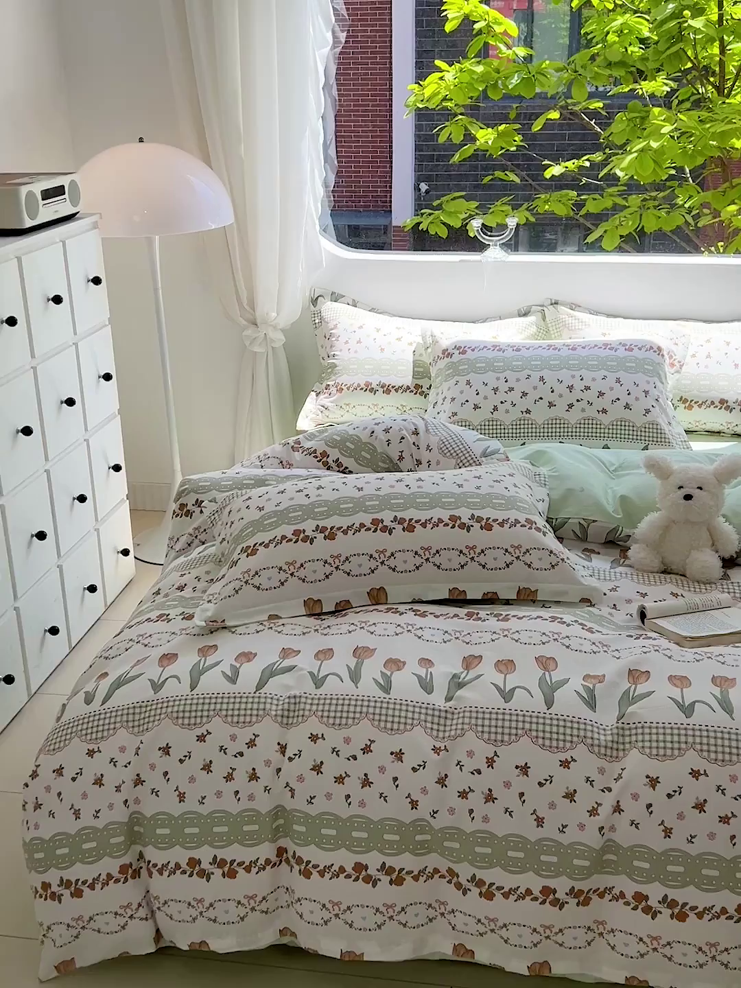 91家纺网 家纺一手货源 找家纺 曲之慕 2026春夏新款全棉纯棉小清新印花系列四件套床单床笠 甜香花