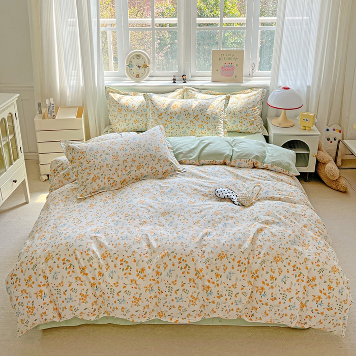 曲之慕 2026春夏新款全棉纯棉小清新印花系列四件套床单床笠 寻花季