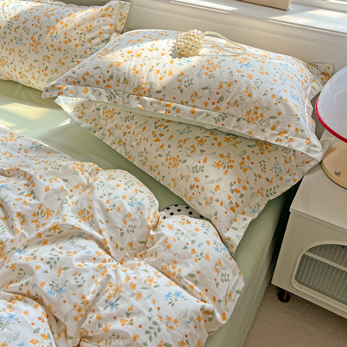 91家纺网 家纺一手货源 找家纺 曲之慕 2026春夏新款全棉纯棉小清新印花系列四件套床单床笠 寻花季