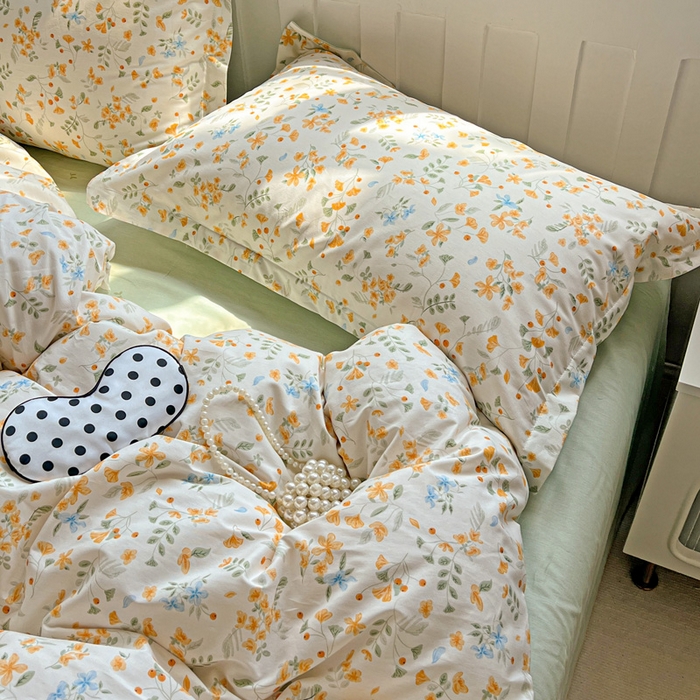 91家纺网 家纺一手货源 找家纺 曲之慕 2026春夏新款全棉纯棉小清新印花系列四件套床单床笠 寻花季