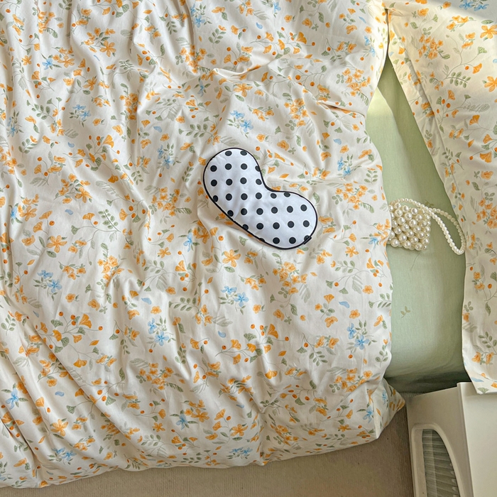 91家纺网 家纺一手货源 找家纺 曲之慕 2026春夏新款全棉纯棉小清新印花系列四件套床单床笠 寻花季