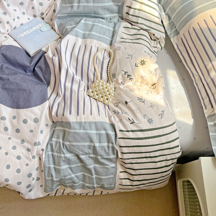 91家纺网 家纺一手货源 找家纺 曲之慕 2026春夏新款全棉纯棉小清新印花系列四件套床单床笠 一见倾心