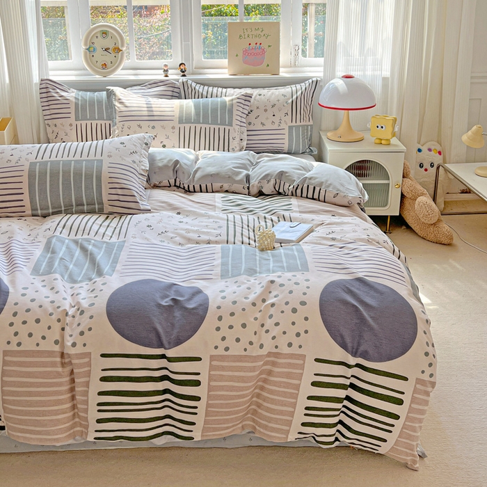 91家纺网 家纺一手货源 找家纺 曲之慕 2026春夏新款全棉纯棉小清新印花系列四件套床单床笠 一见倾心