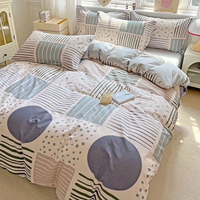 91家纺网 家纺一手货源 找家纺 曲之慕 2026春夏新款全棉纯棉小清新印花系列四件套床单床笠 一见倾心