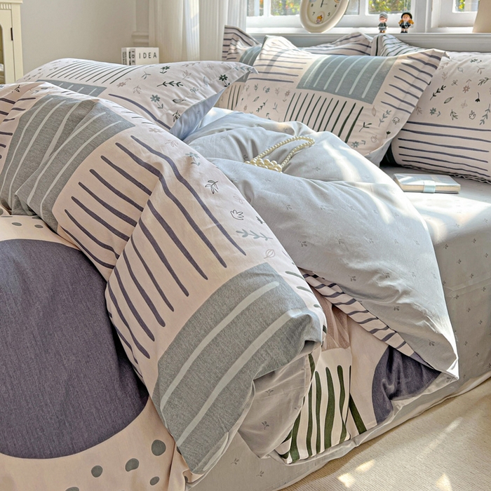 91家纺网 家纺一手货源 找家纺 曲之慕 2026春夏新款全棉纯棉小清新印花系列四件套床单床笠 一见倾心