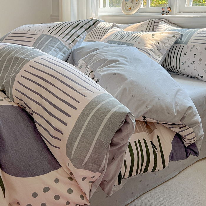 91家纺网 家纺一手货源 找家纺 曲之慕 2026春夏新款全棉纯棉小清新印花系列四件套床单床笠 一见倾心