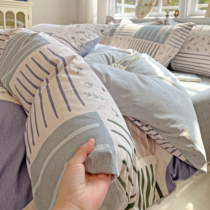 91家纺网 家纺一手货源 找家纺 曲之慕 2026春夏新款全棉纯棉小清新印花系列四件套床单床笠 一见倾心