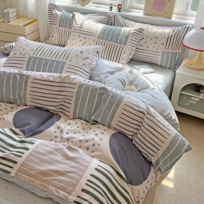 91家纺网 家纺一手货源 找家纺 曲之慕 2026春夏新款全棉纯棉小清新印花系列四件套床单床笠 一见倾心