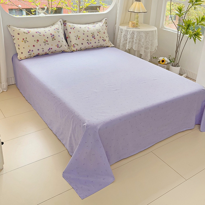 91家纺网 家纺一手货源 找家纺 曲之慕 2026春夏新款全棉纯棉小清新印花系列四件套床单床笠 樱桃可可