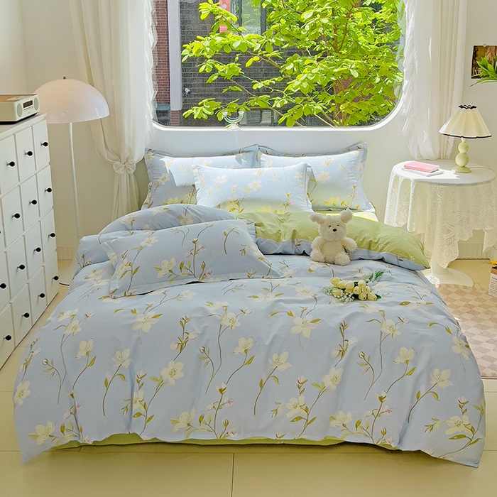 曲之慕 2026春夏新款全棉纯棉小清新印花系列四件套床单床笠 仲夏