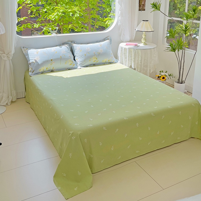 91家纺网 家纺一手货源 找家纺 曲之慕 2026春夏新款全棉纯棉小清新印花系列四件套床单床笠 仲夏