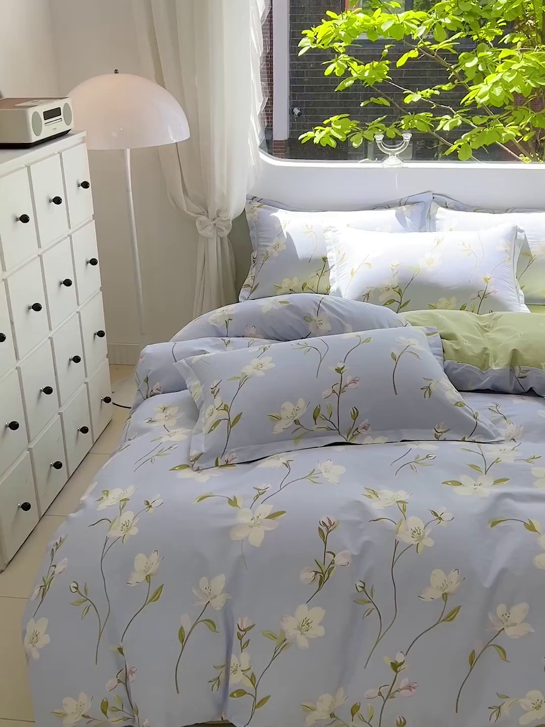 91家纺网 家纺一手货源 找家纺 曲之慕 2026春夏新款全棉纯棉小清新印花系列四件套床单床笠 仲夏