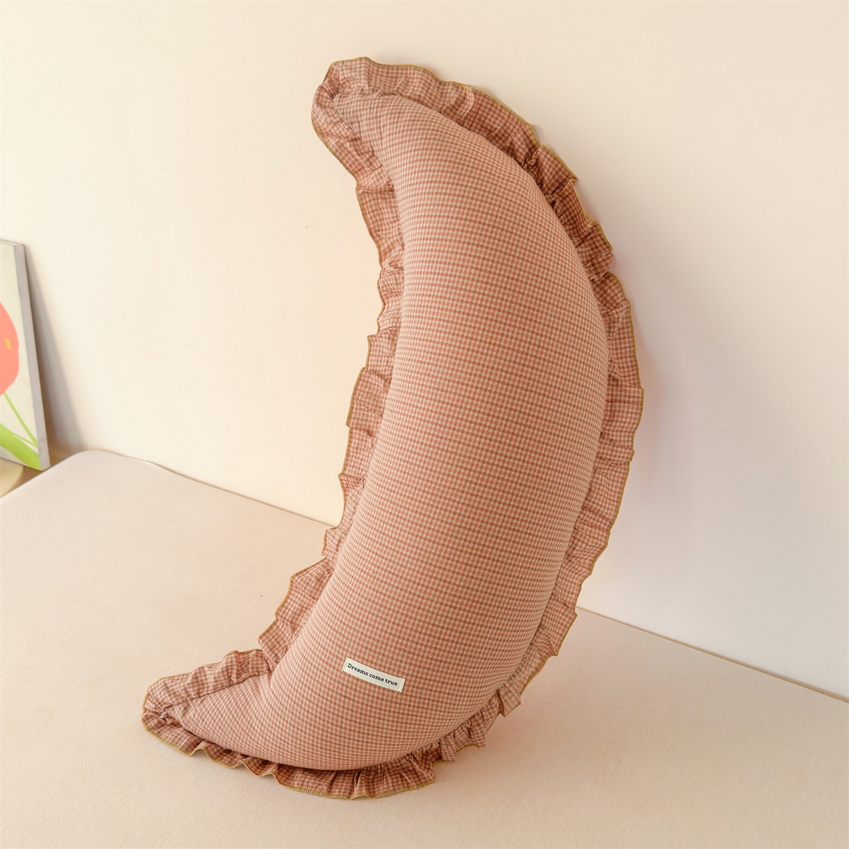 91家纺网 家纺一手货源 找家纺 麦肯锡 2025新款美拉德系列月亮抱枕夹腿抱枕 橘粉【产品图】/对