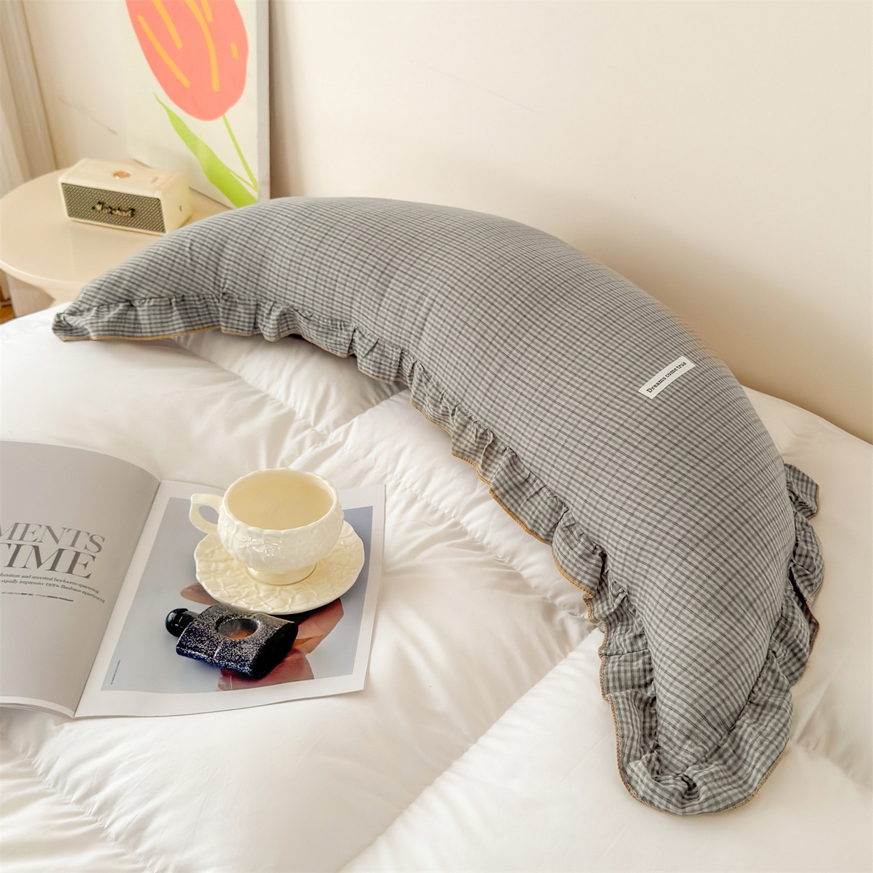 91家纺网 家纺一手货源 找家纺 麦肯锡 2025新款美拉德系列月亮抱枕夹腿抱枕 米灰【产品图】/对