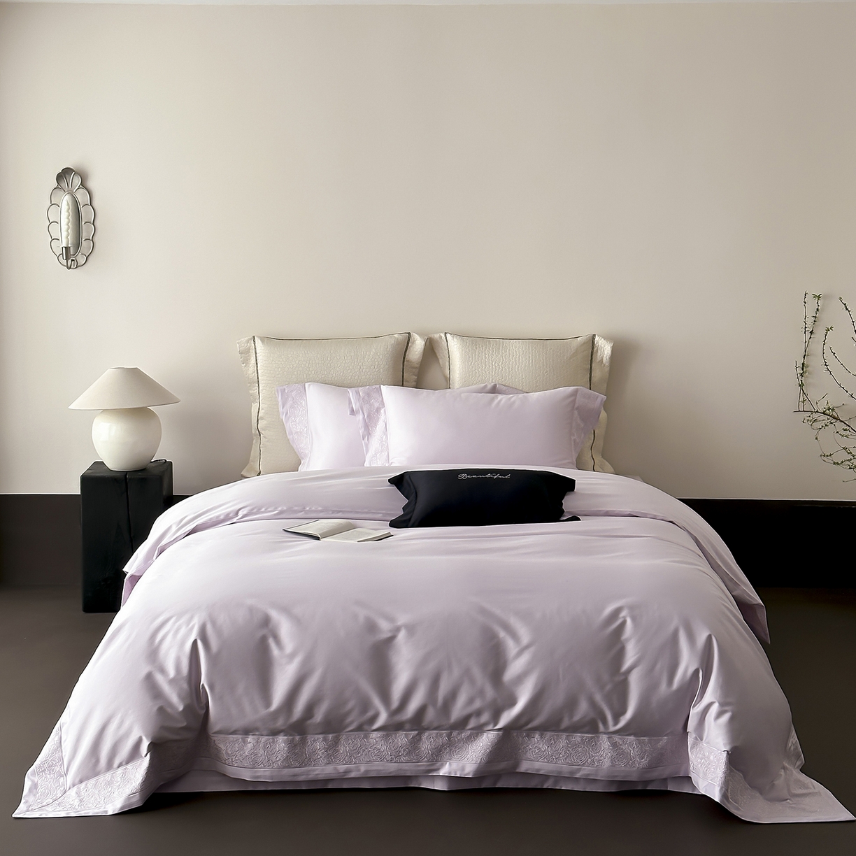 91家纺网 家纺一手货源 找家纺 （总）佳汐蓝家纺 2025新款全棉刺绣花边四件套-妮娅