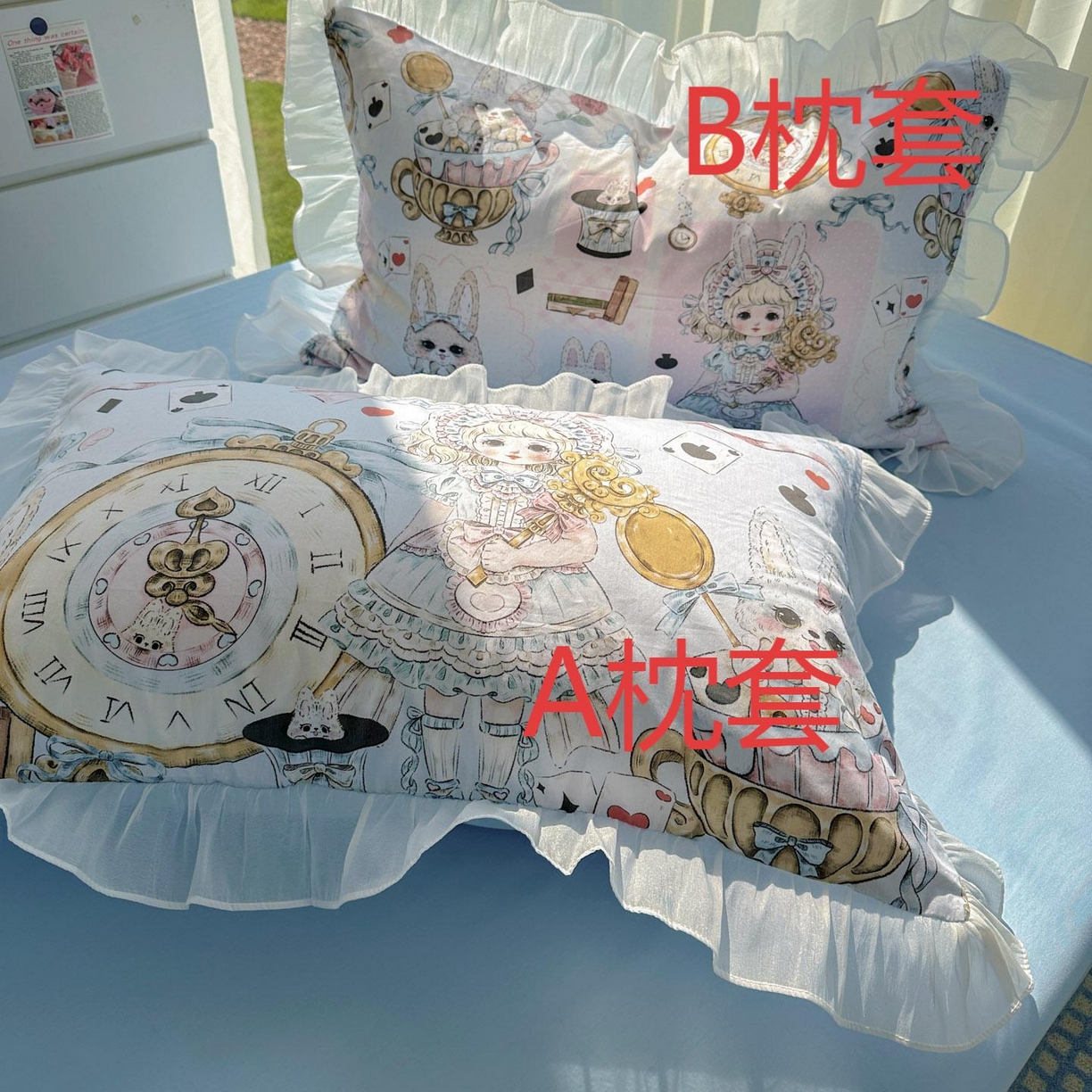 91家纺网 家纺一手货源 找家纺 希诺家居 2025新款纯棉洛丽塔风花边韩版萝莉风奶油风可爱卡通全棉四件套 爱丽丝