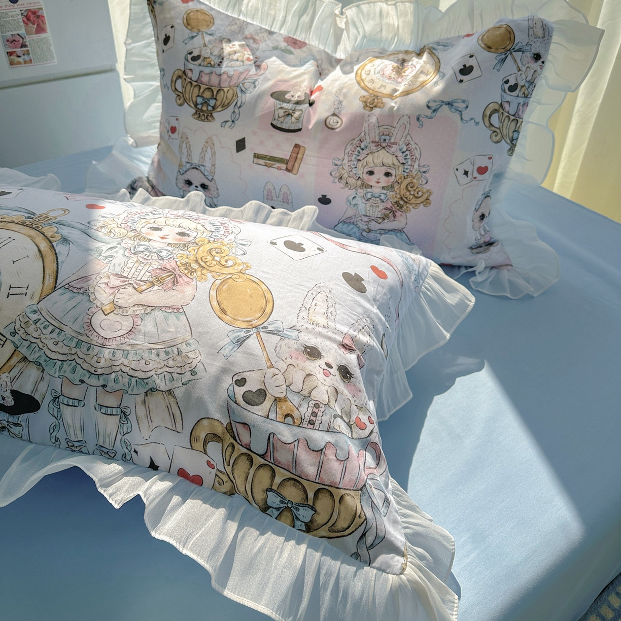 91家纺网 家纺一手货源 找家纺 希诺家居 2025新款纯棉洛丽塔风花边韩版萝莉风奶油风可爱卡通全棉四件套 爱丽丝