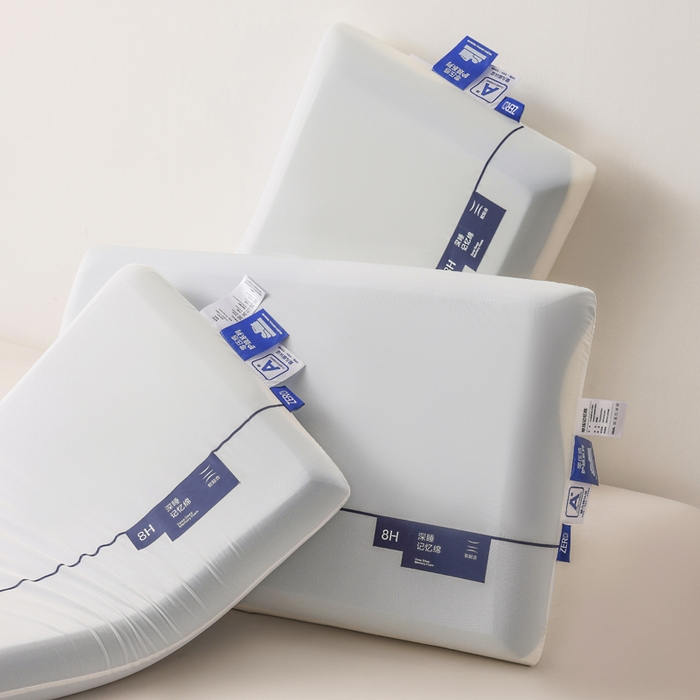 91家纺网 家纺一手货源 找家纺 蝶飞舞 2025新款8H款酒店同款民宿深睡零压力慢回弹云朵记忆枕枕头直播热款  枕芯可定制Lo 蓝白