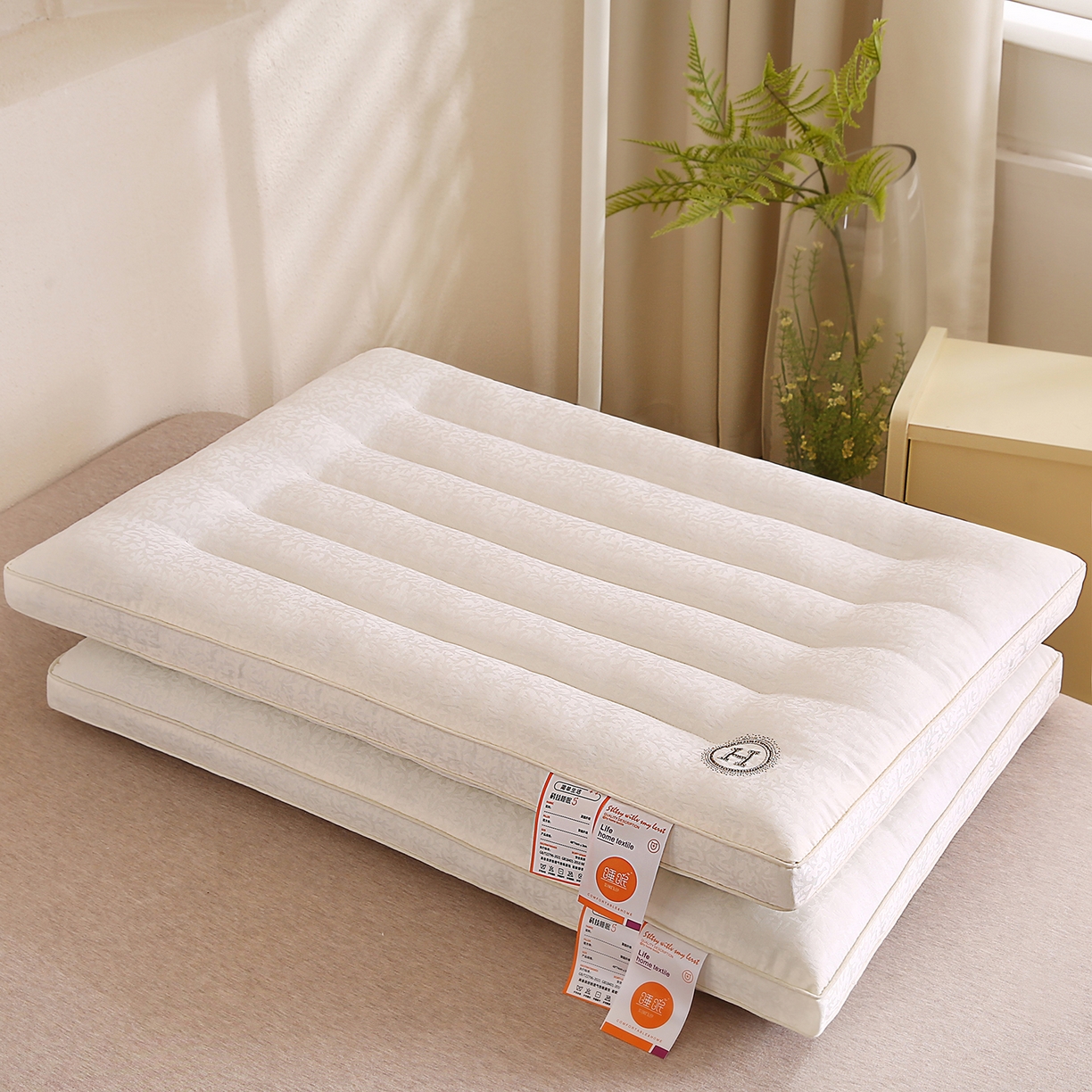 永乐枕芯 2025新款提花款低枕枕头枕芯 云涧初白