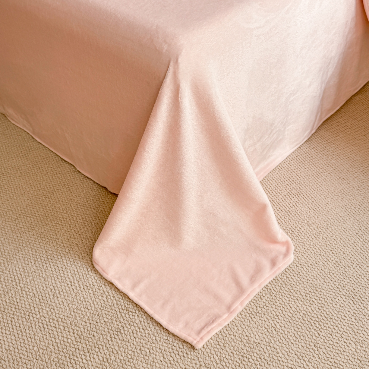 91家纺网 家纺一手货源 找家纺 米可 2025新款兔毛烂花牛奶绒绣花四件套 蝴蝶-粉