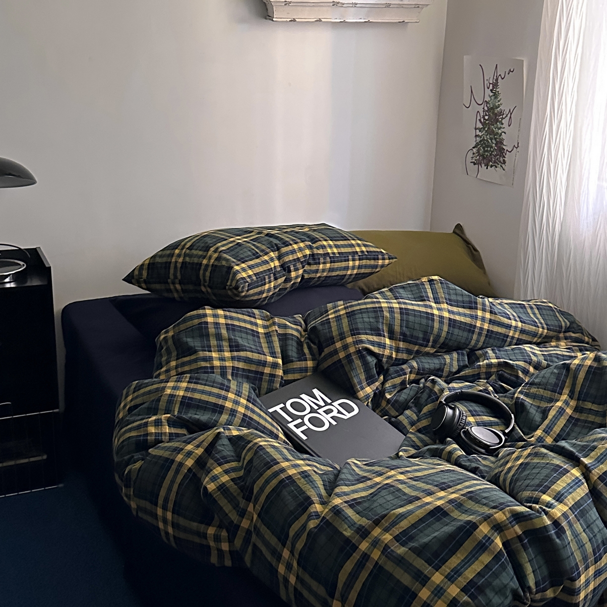 91家纺网 家纺一手货源 找家纺 柚可家居 2026新款色织水洗棉全棉四件套-查尔斯诗集 （券后标准不低于258元，加大不低于278元）会员-5元 查尔斯诗集（枕套格子+橄榄绿）