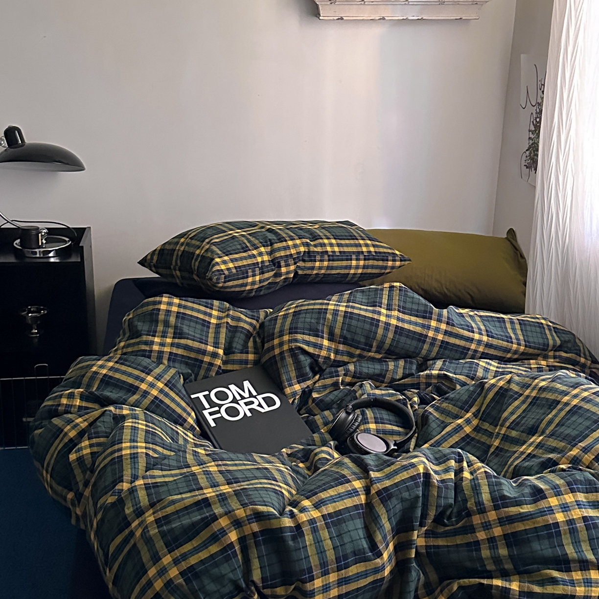 91家纺网 家纺一手货源 找家纺 柚可家居 2026新款色织水洗棉全棉四件套-查尔斯诗集 （券后标准不低于258元，加大不低于278元）会员-5元 查尔斯诗集（枕套格子+橄榄绿）