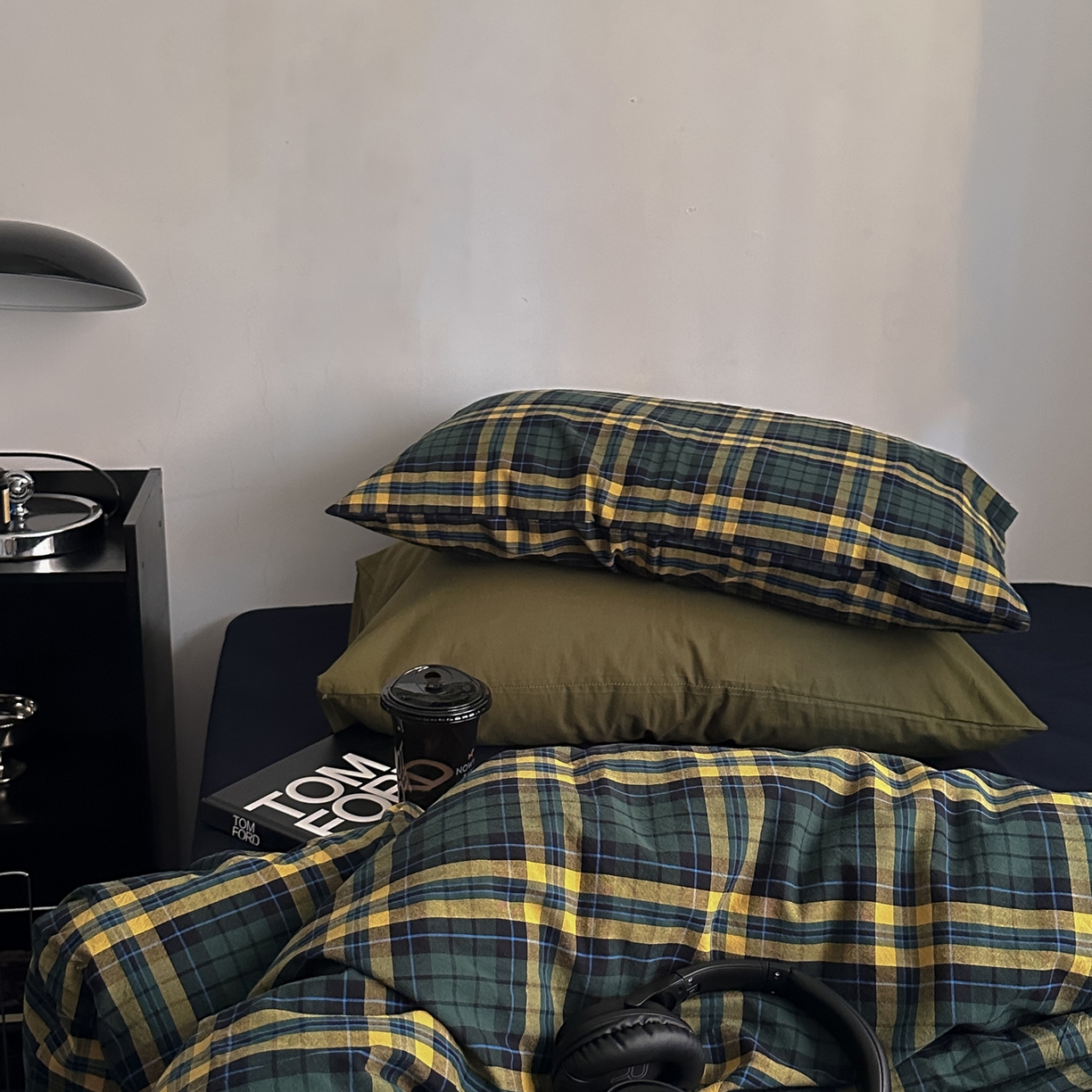 91家纺网 家纺一手货源 找家纺 柚可家居 2026新款色织水洗棉全棉四件套-查尔斯诗集 （券后标准不低于258元，加大不低于278元）会员-5元 查尔斯诗集（枕套格子+橄榄绿）