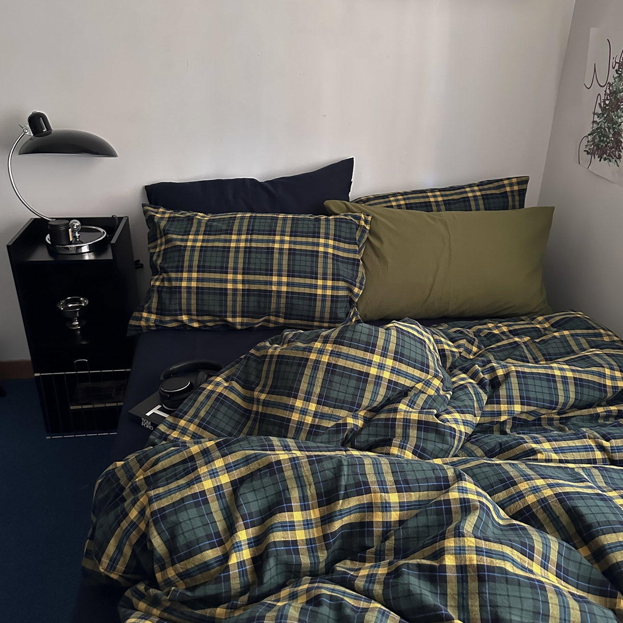 91家纺网 家纺一手货源 找家纺 柚可家居 2026新款色织水洗棉全棉四件套-查尔斯诗集 （券后标准不低于258元，加大不低于278元）会员-5元 查尔斯诗集（枕套格子+橄榄绿）