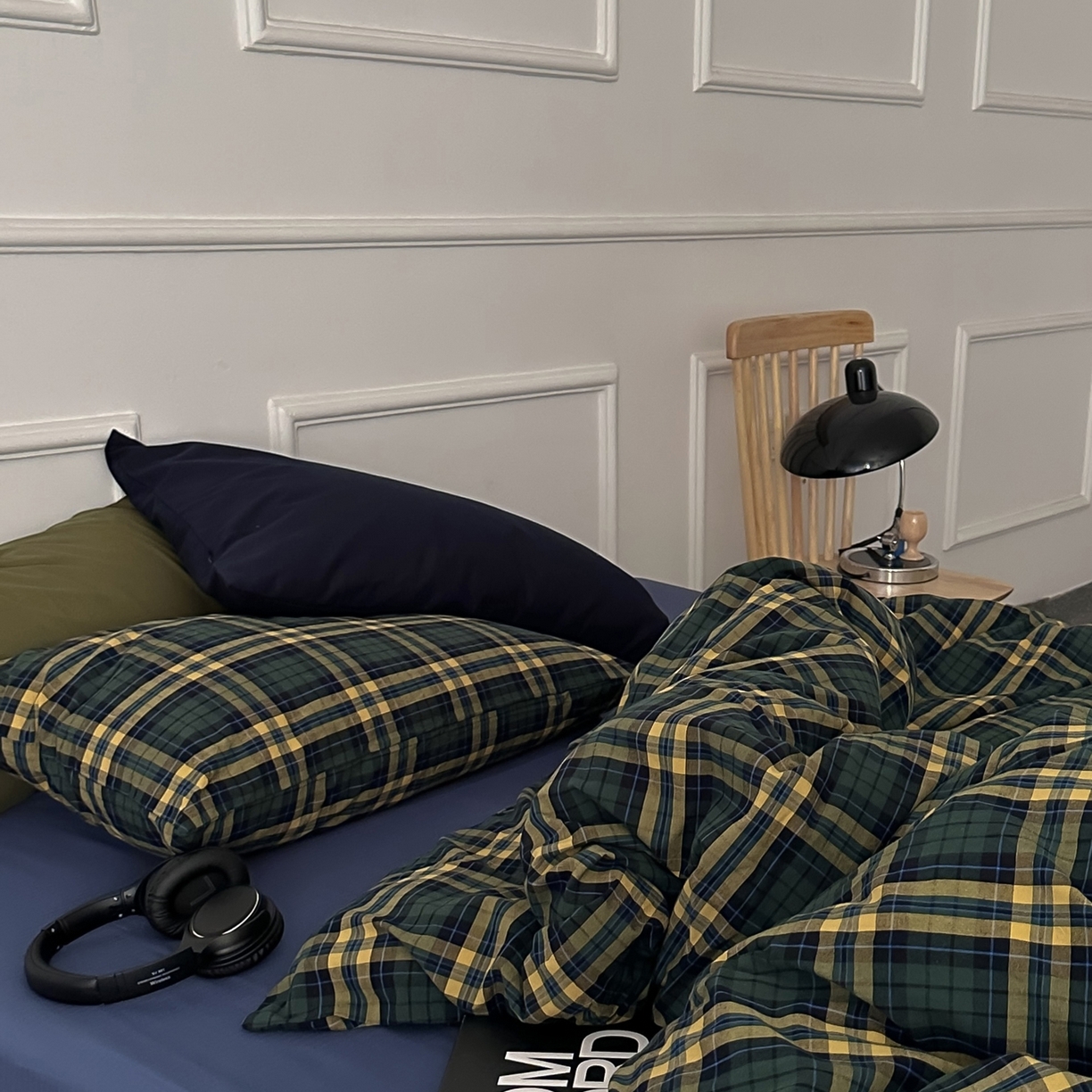 91家纺网 家纺一手货源 找家纺 柚可家居 2026新款色织水洗棉全棉四件套-鹿岛屋（券后标准不低于258元，加大不低于278元）会员-5元 鹿岛屋（枕套格子+藏蓝）