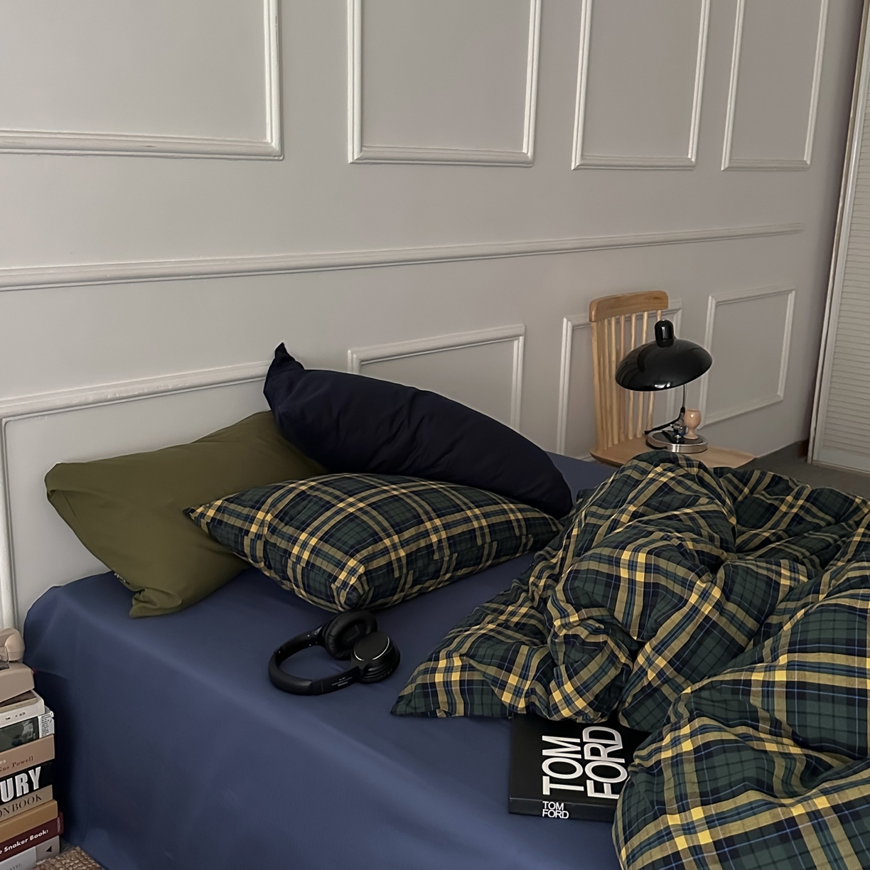 91家纺网 家纺一手货源 找家纺 柚可家居 2026新款色织水洗棉全棉四件套-鹿岛屋（券后标准不低于258元，加大不低于278元）会员-5元 鹿岛屋（枕套格子+藏蓝）