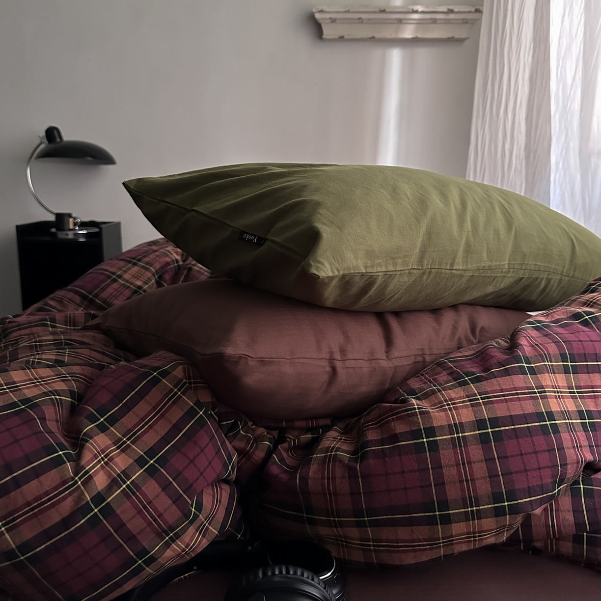 91家纺网 家纺一手货源 找家纺 柚可家居 2026新款色织水洗棉全棉四件套-落日西雅图（券后标准不低于258元，加大不低于278元）会员-5元 落日西雅图（枕套橄榄绿+拿铁）