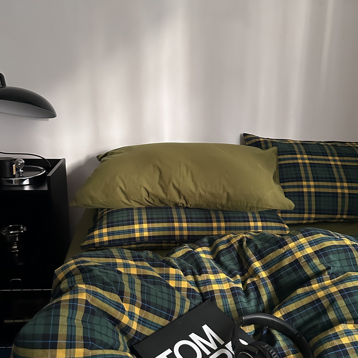 91家纺网 家纺一手货源 找家纺 柚可家居 2026新款色织水洗棉全棉四件套-弥生树（券后标准不低于258元，加大不低于278元）会员-5元 弥生树（枕套格子+橄榄绿）