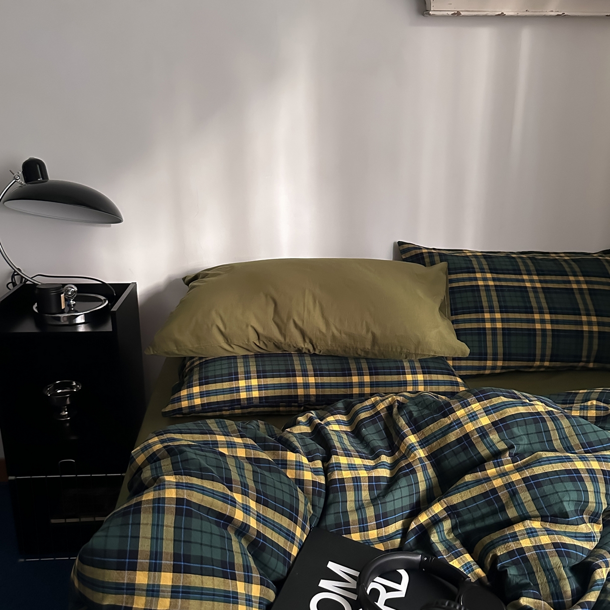 91家纺网 家纺一手货源 找家纺 柚可家居 2026新款色织水洗棉全棉四件套-弥生树（券后标准不低于258元，加大不低于278元）会员-5元 弥生树（枕套格子+橄榄绿）