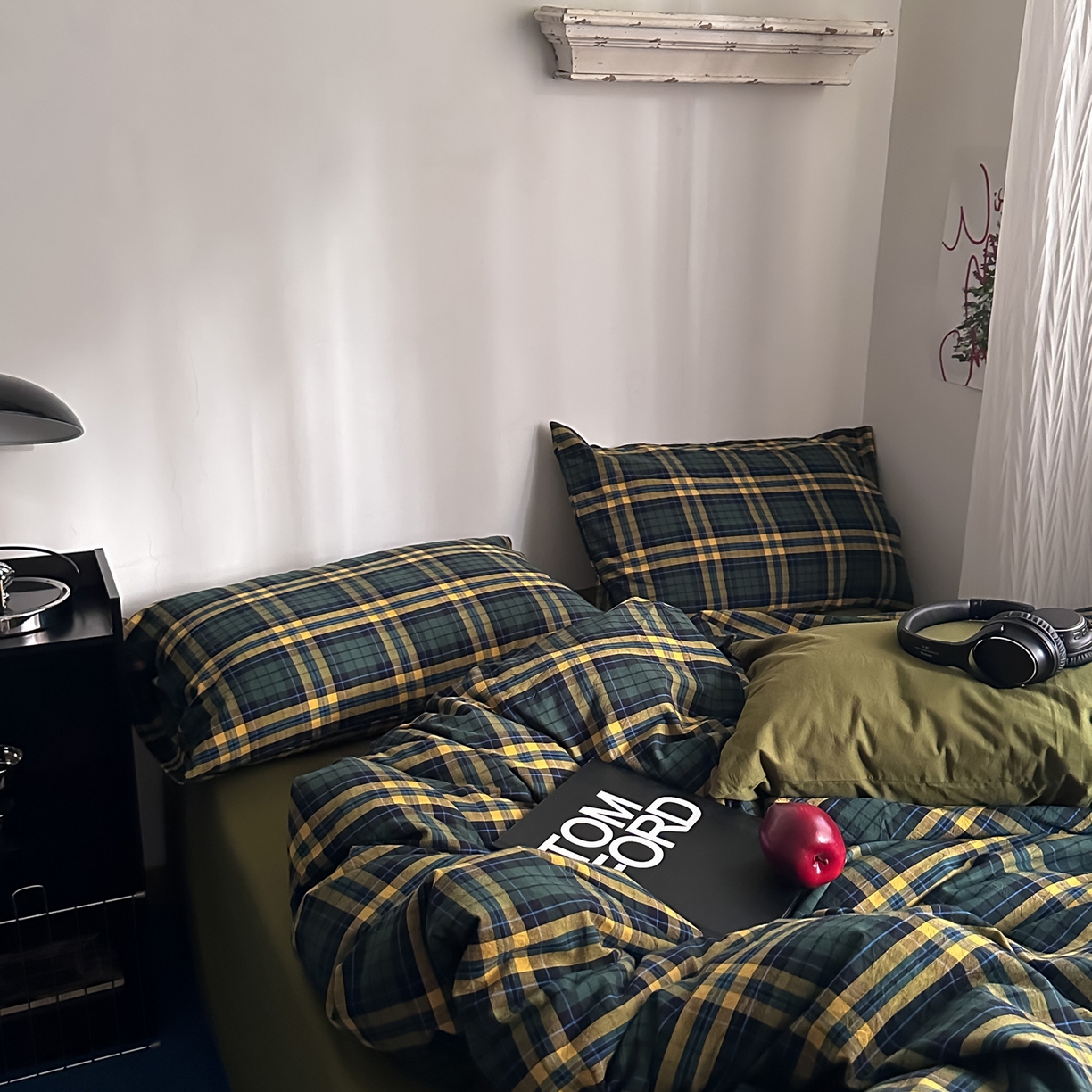 91家纺网 家纺一手货源 找家纺 （总）柚可家居 2026新款色织水洗棉全棉四件套-弥生树（券后标准不低于258元，加大不低于278元）会员-5元