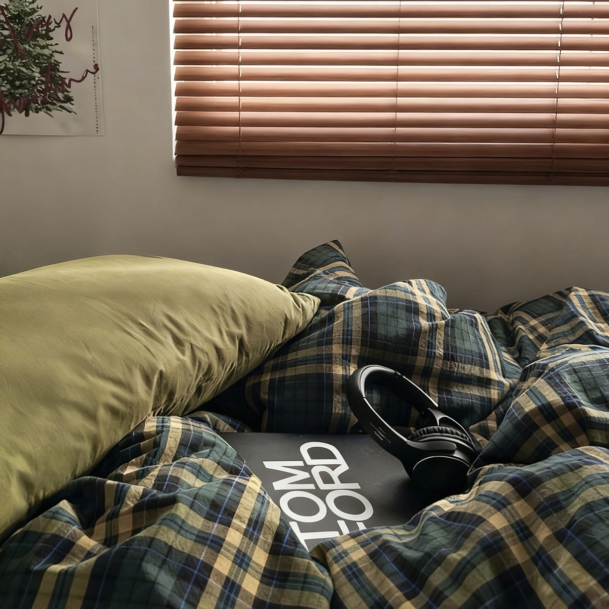 91家纺网 家纺一手货源 找家纺 柚可家居 2026新款色织水洗棉全棉四件套-弥生树（券后标准不低于258元，加大不低于278元）会员-5元 弥生树（枕套橄榄绿）