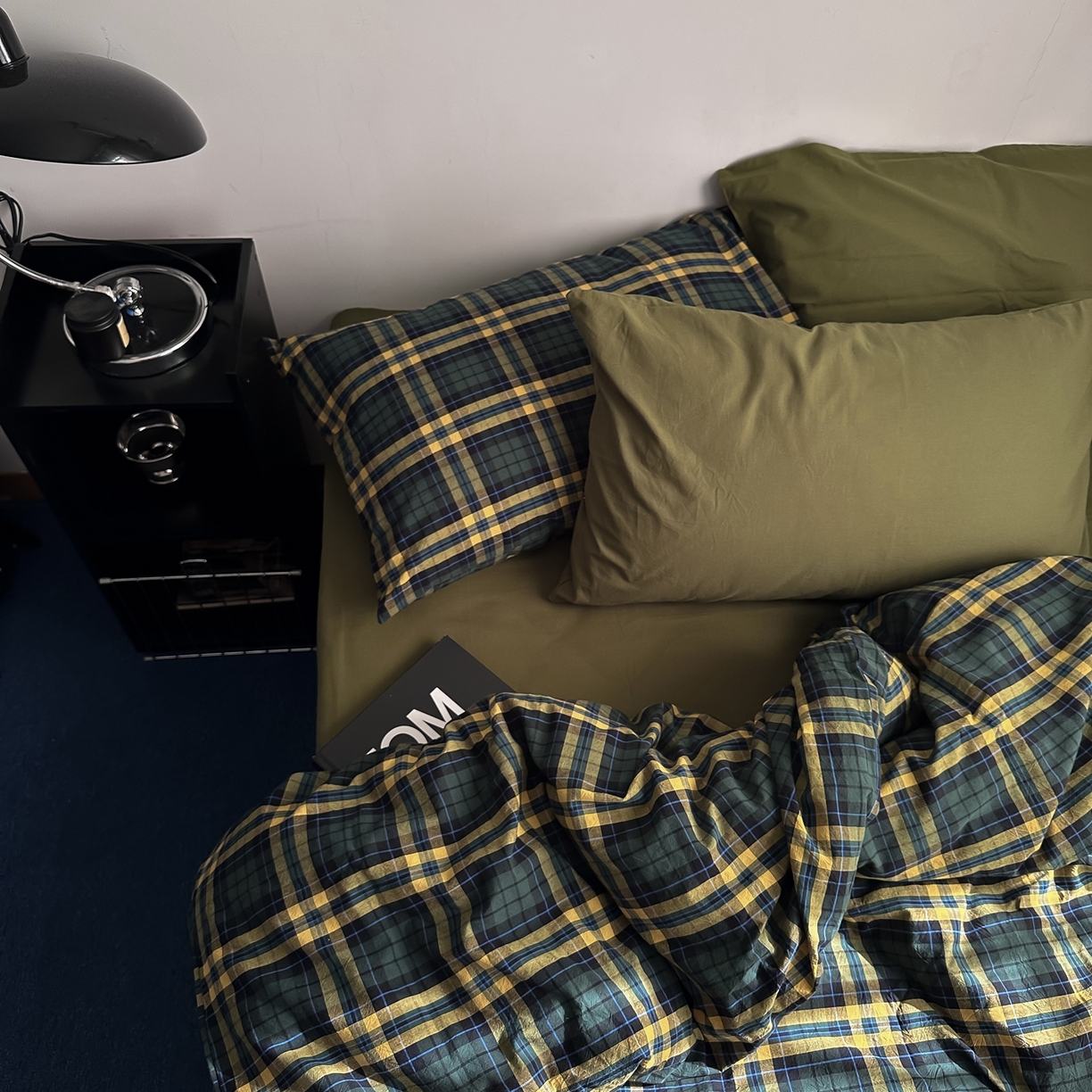 91家纺网 家纺一手货源 找家纺 柚可家居 2026新款色织水洗棉全棉四件套-弥生树（券后标准不低于258元，加大不低于278元）会员-5元 弥生树（枕套格子+橄榄绿）