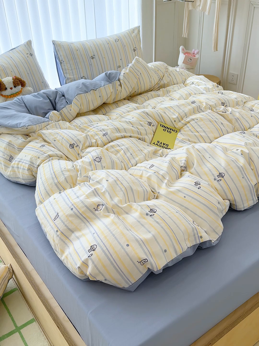 91家纺网 家纺一手货源 找家纺 竹合家纺 2026新款春款A类古法水洗仿棉云感棉小布袋四件套 海洋世界