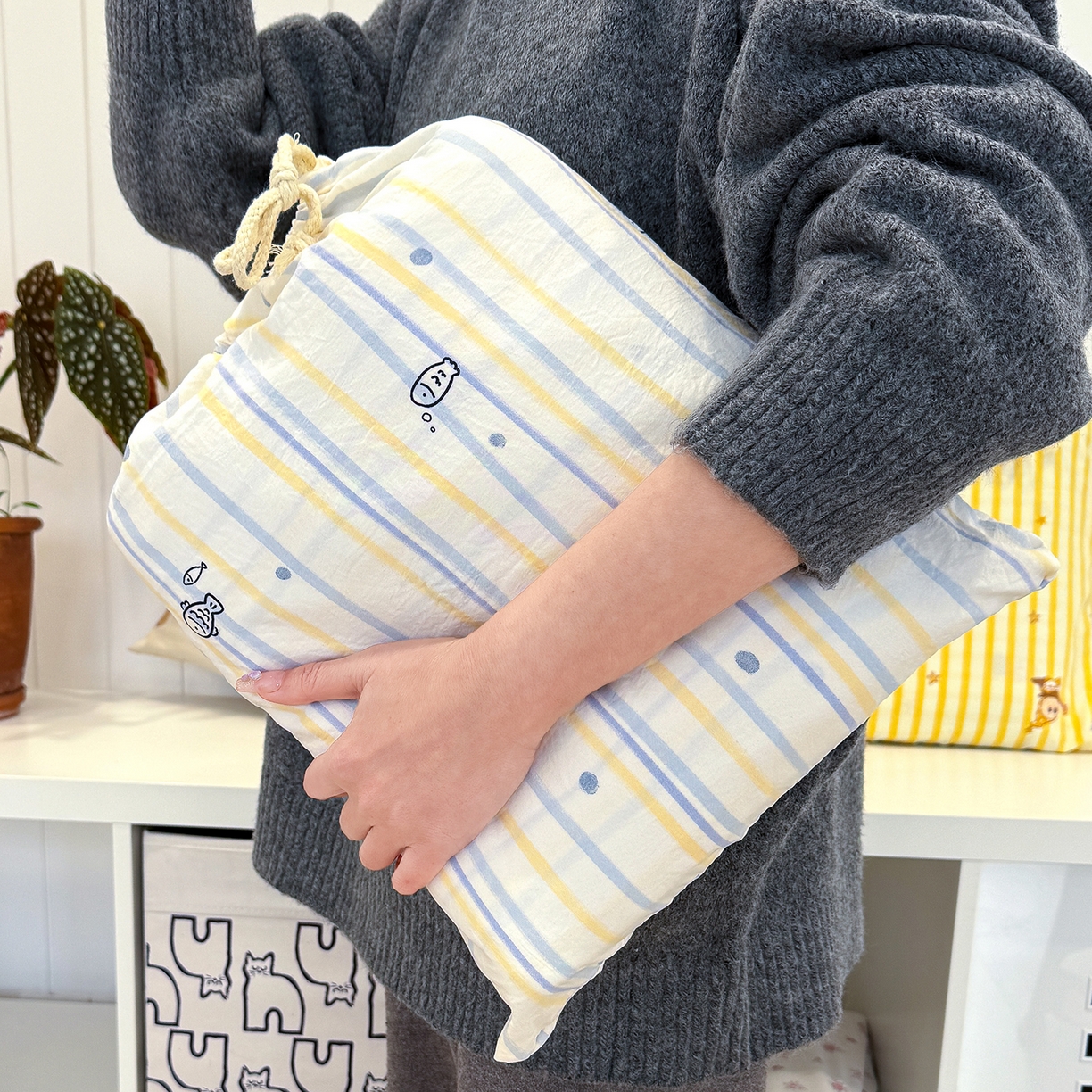 竹合家纺 2026新款春款A类古法水洗仿棉云感棉小布袋四件套 海洋世界