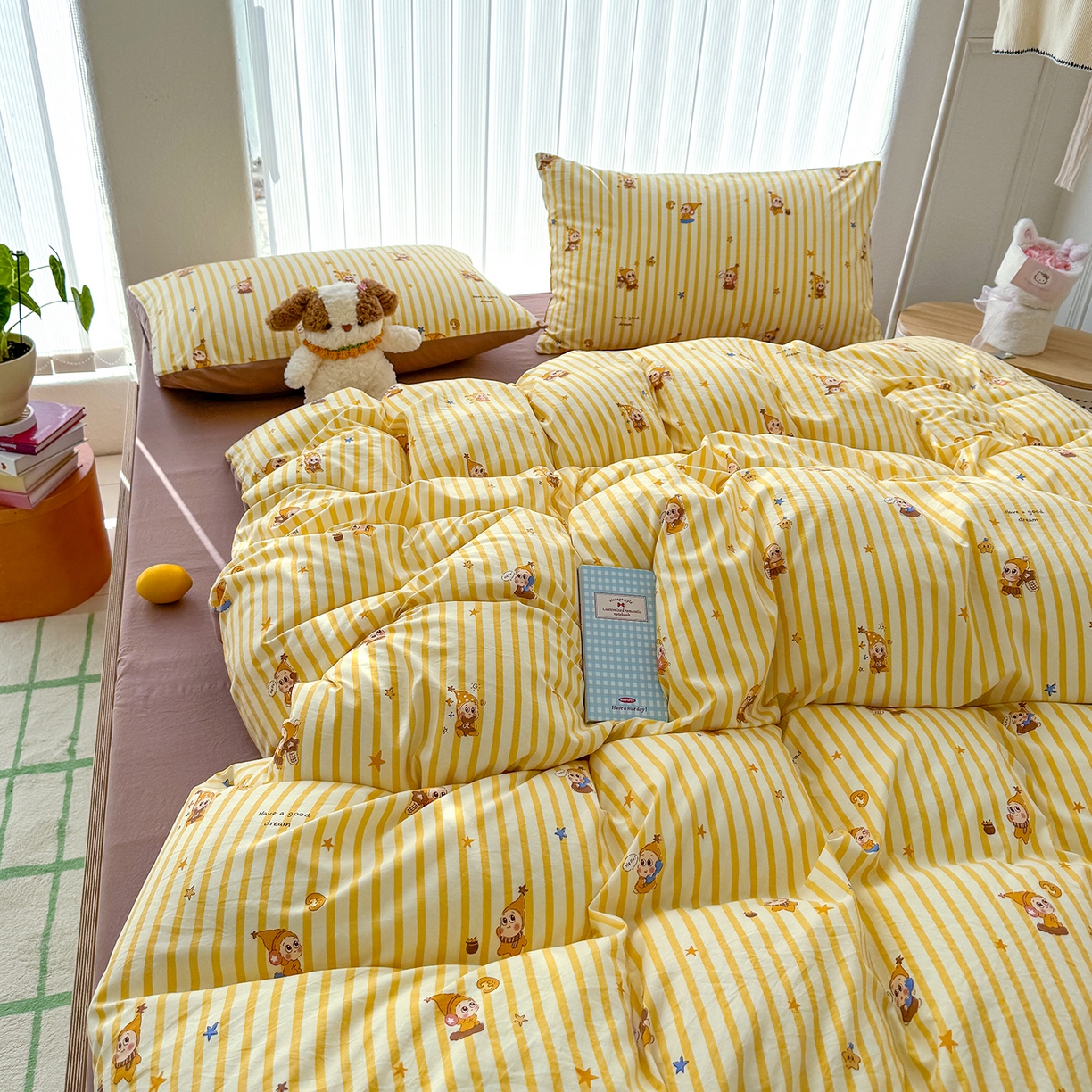 91家纺网 家纺一手货源 找家纺 竹合家纺 2026新款春款A类古法水洗仿棉云感棉小布袋四件套 星宝