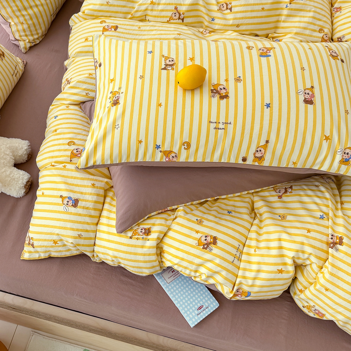 91家纺网 家纺一手货源 找家纺 竹合家纺 2026新款春款A类古法水洗仿棉云感棉小布袋四件套 星宝