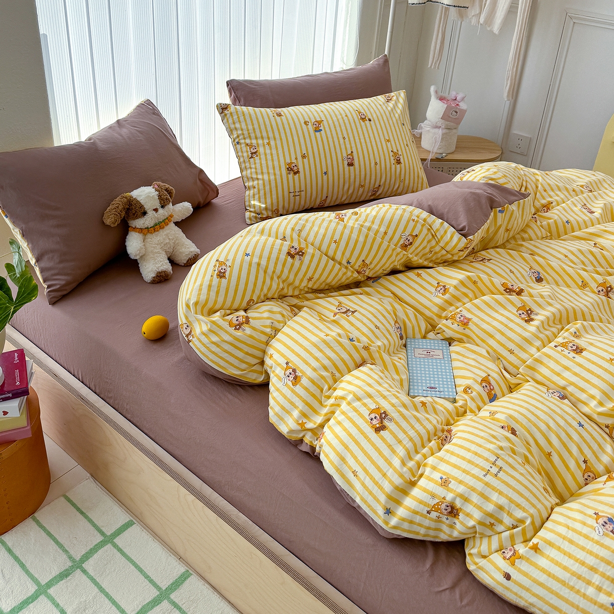 91家纺网 家纺一手货源 找家纺 竹合家纺 2026新款春款A类古法水洗仿棉云感棉小布袋四件套 星宝