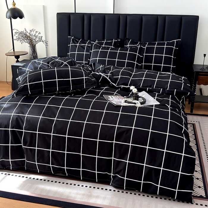 91家纺网 家纺一手货源 找家纺 茗婷家纺 2025新款防水隔尿被套可水洗机洗瘫痪老人宠物专用被套三四件套 黑白格