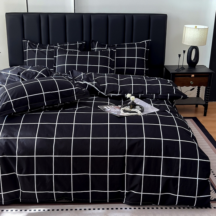 91家纺网 家纺一手货源 找家纺 茗婷家纺 2025新款防水隔尿被套可水洗机洗瘫痪老人宠物专用被套三四件套 黑白格